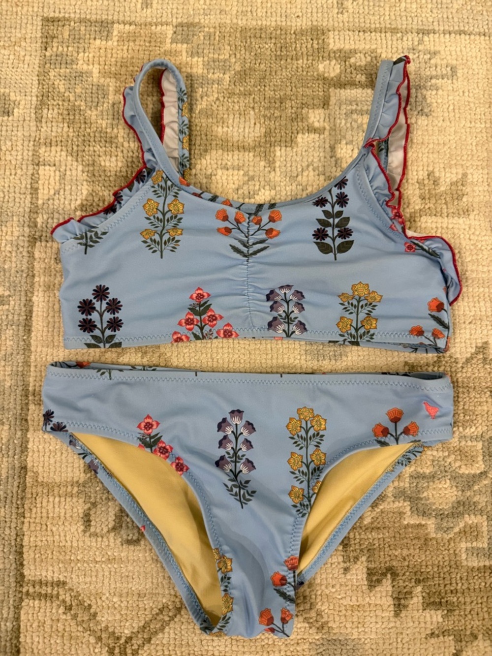 Pink Chicken Girls Blue Floral Two-Piece Bikini Set